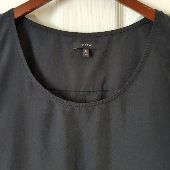 Drew Classic Silky Sleeveless Scoop Neck Tie Waist Shift Mini Dress Black Small - Picture 3 of 14